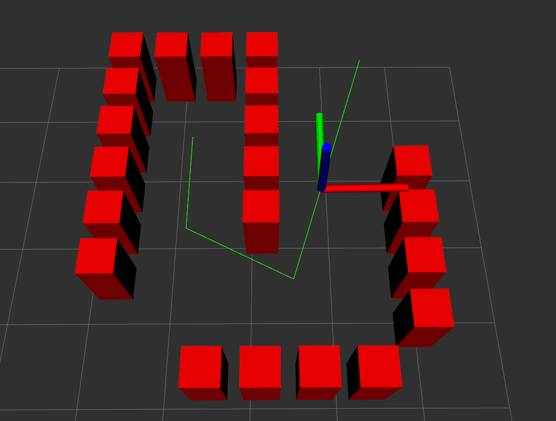 RViz simulation of RRT obstacle environment